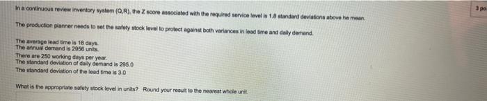 po in a continuous review inventory wystem (QR),