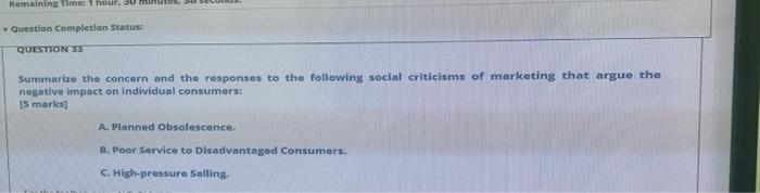 Remaining Time 1hour. Bu minutes. Question