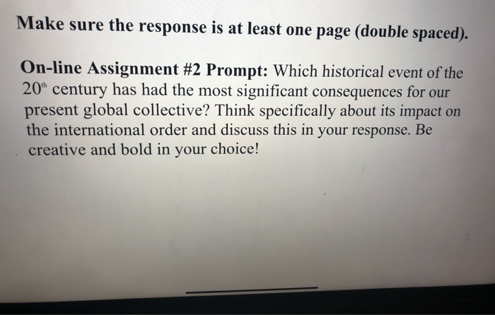 Make sure the response is at least one page