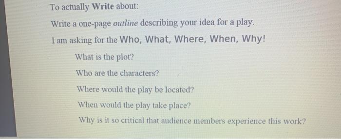 Theatre not Management. Needed ASAP To actually