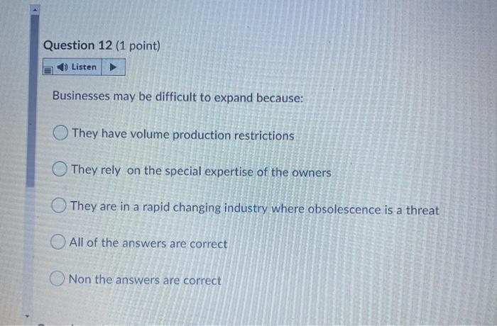 Question 11 (1 point) Listen Which of the