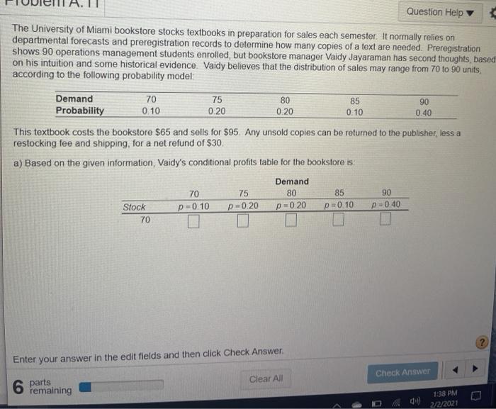 Question Help The University of Miami bookstore