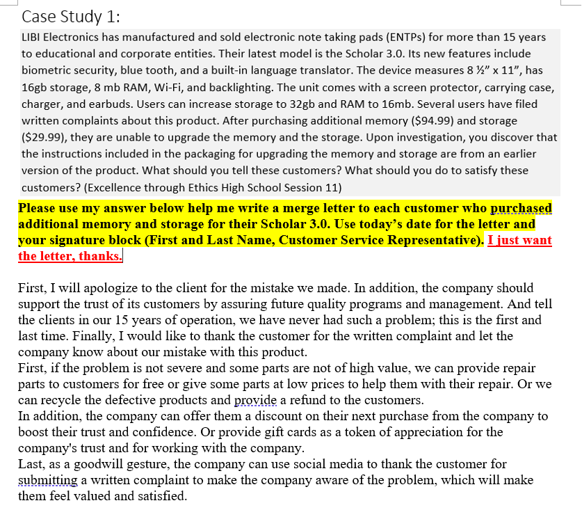 I just want an expert to turn my answer into a