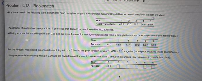 Using exponential smoothing with a of 0.90 and