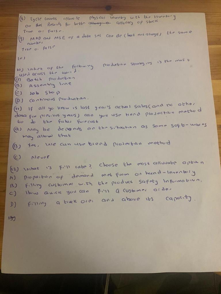 00 (8) Cycle counts reconcic physical invently