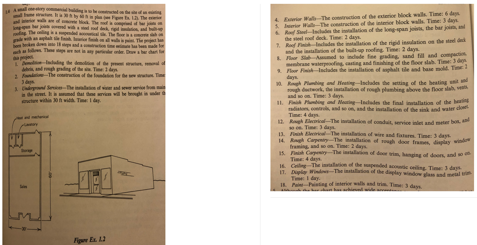 For the small warehouse below, the data is