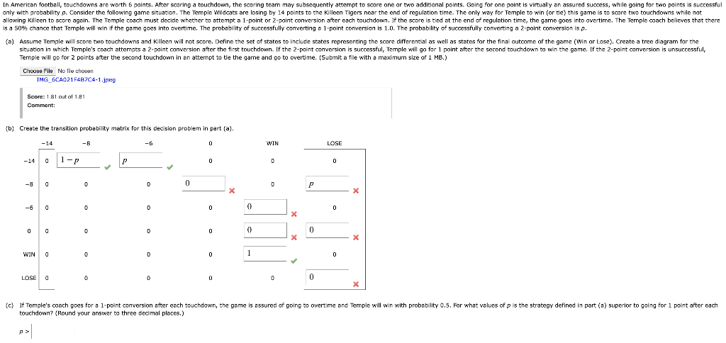 Please help set up the probability matrix!! Thank