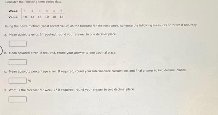Consider the following time series data Week 3 1