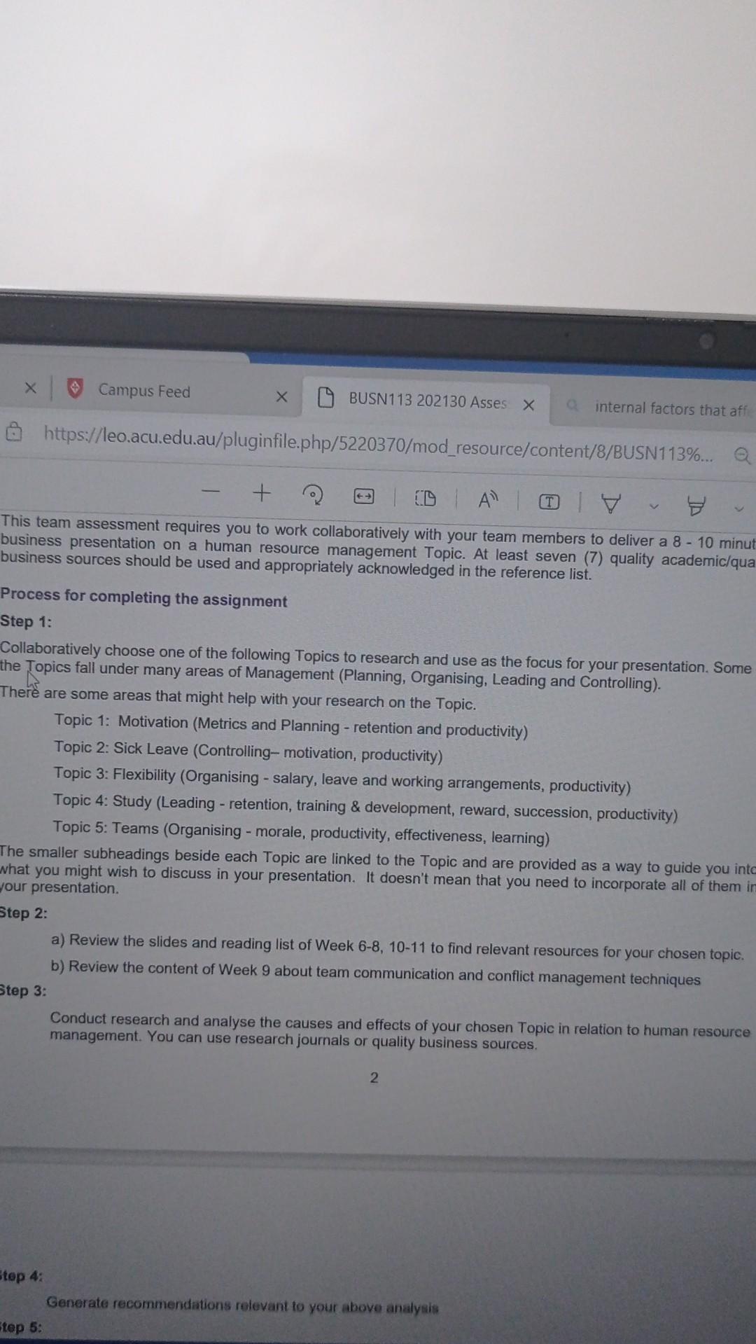 internal factors that affect study in relation to