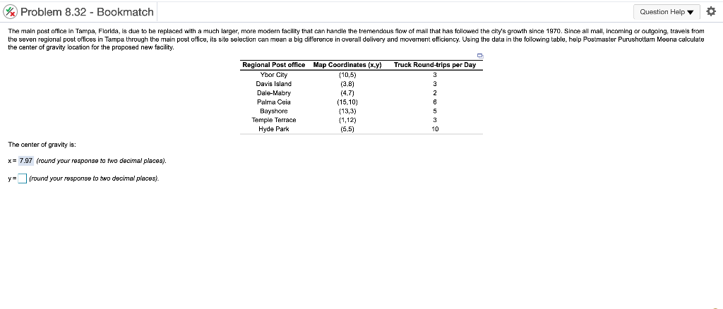 Problem 8.32 - Bookmatch Question Help The main