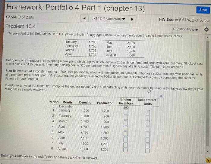 Homework: Portfolio 4 Part 1 (chapter 13) Save