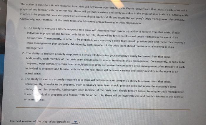 The ability to execute a timely response to a