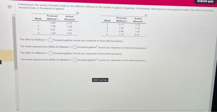 Forecasting question! need help fast Following