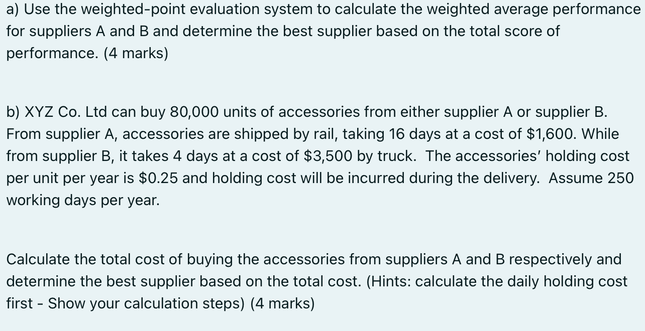 Question 4 (Total 20 marks). XYZ Co. Ltd. is a