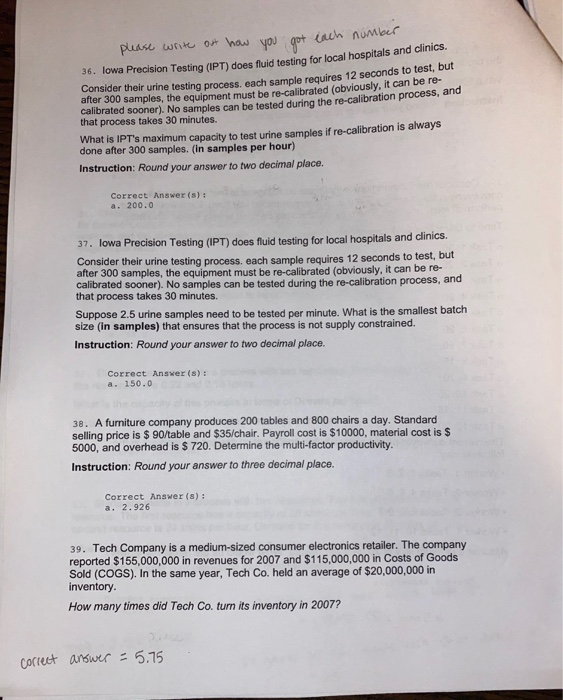 got each number please write out how you 36. lowa