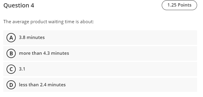 Question 4 1.25 Points The average product