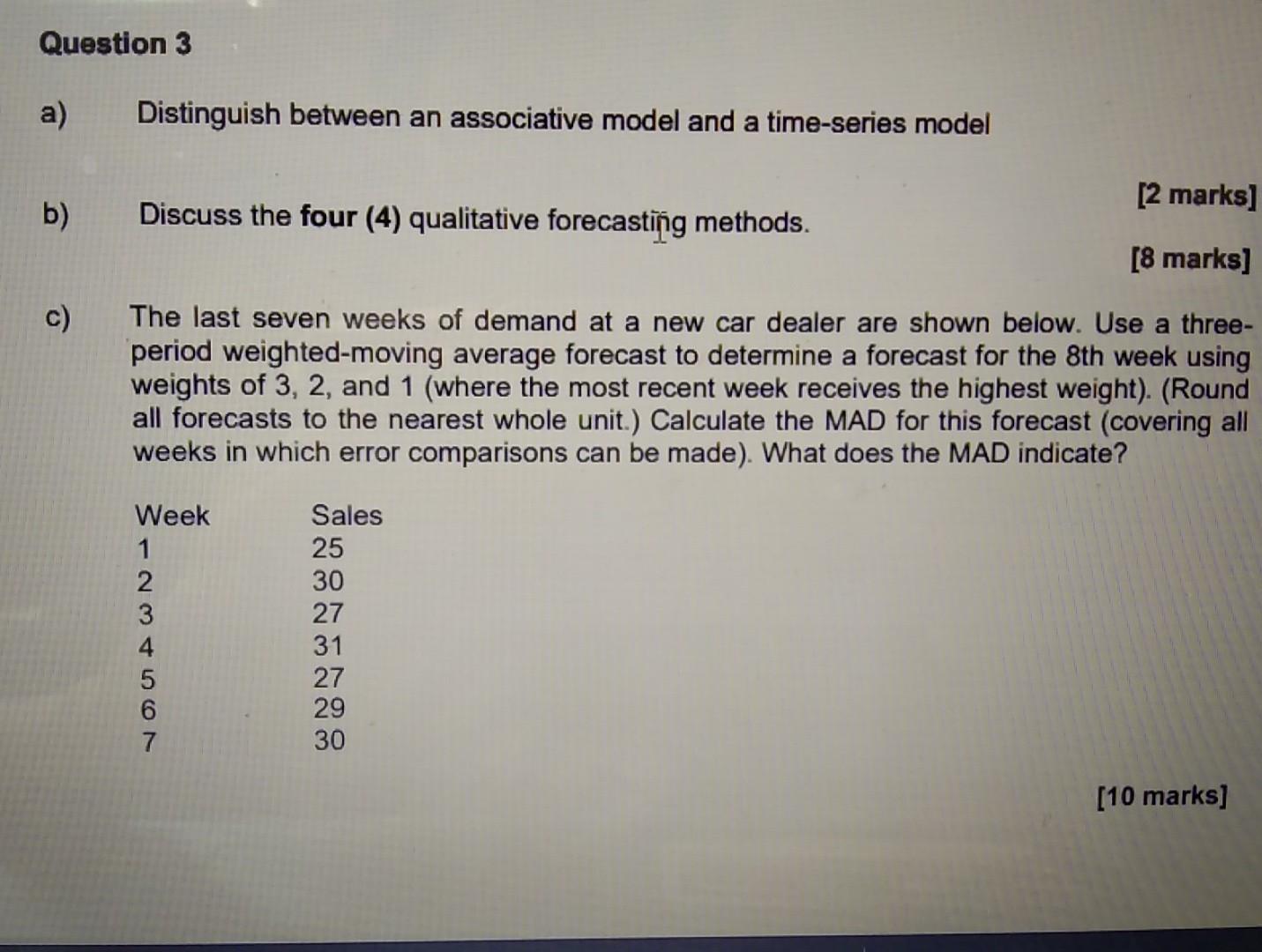 Question 3 a) Distinguish between an associative