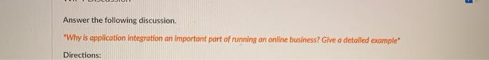 Answer the following discussion. *Why is