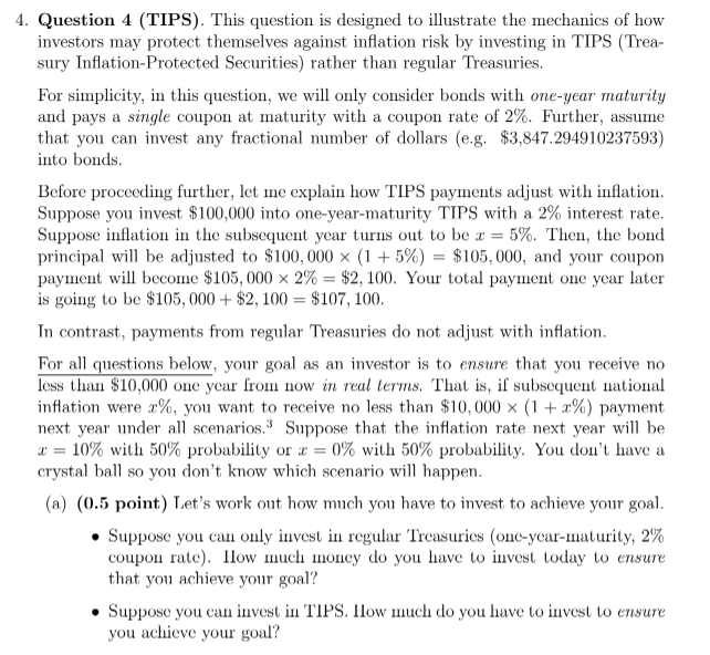 Question 4 (TIPS). This question is designed to