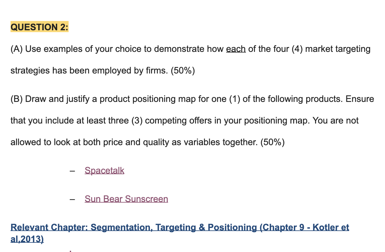 QUESTION 2: (A) Use examples of your choice to