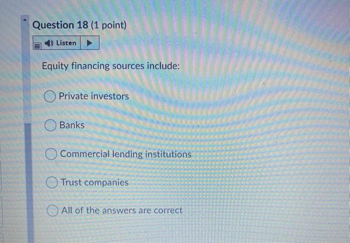 Question 19 (1 point) Listen Which item is not a