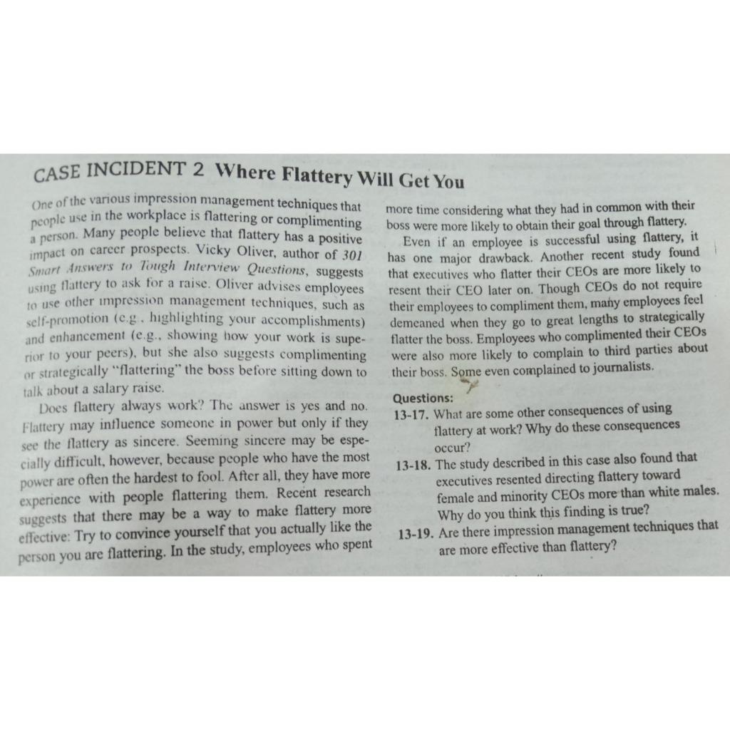 Answer the case study in a paragraph for each