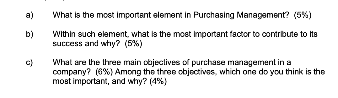 a) What is the most important element in