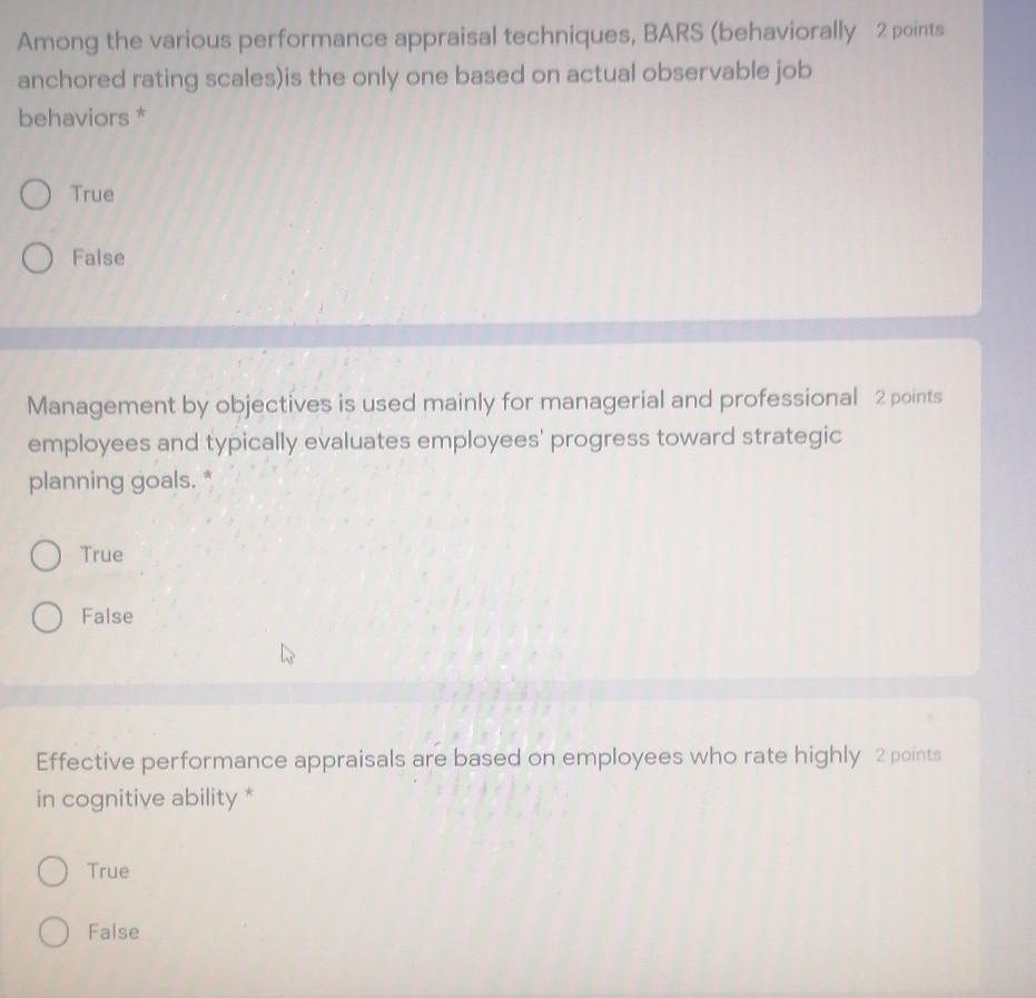 Among the various performance appraisal