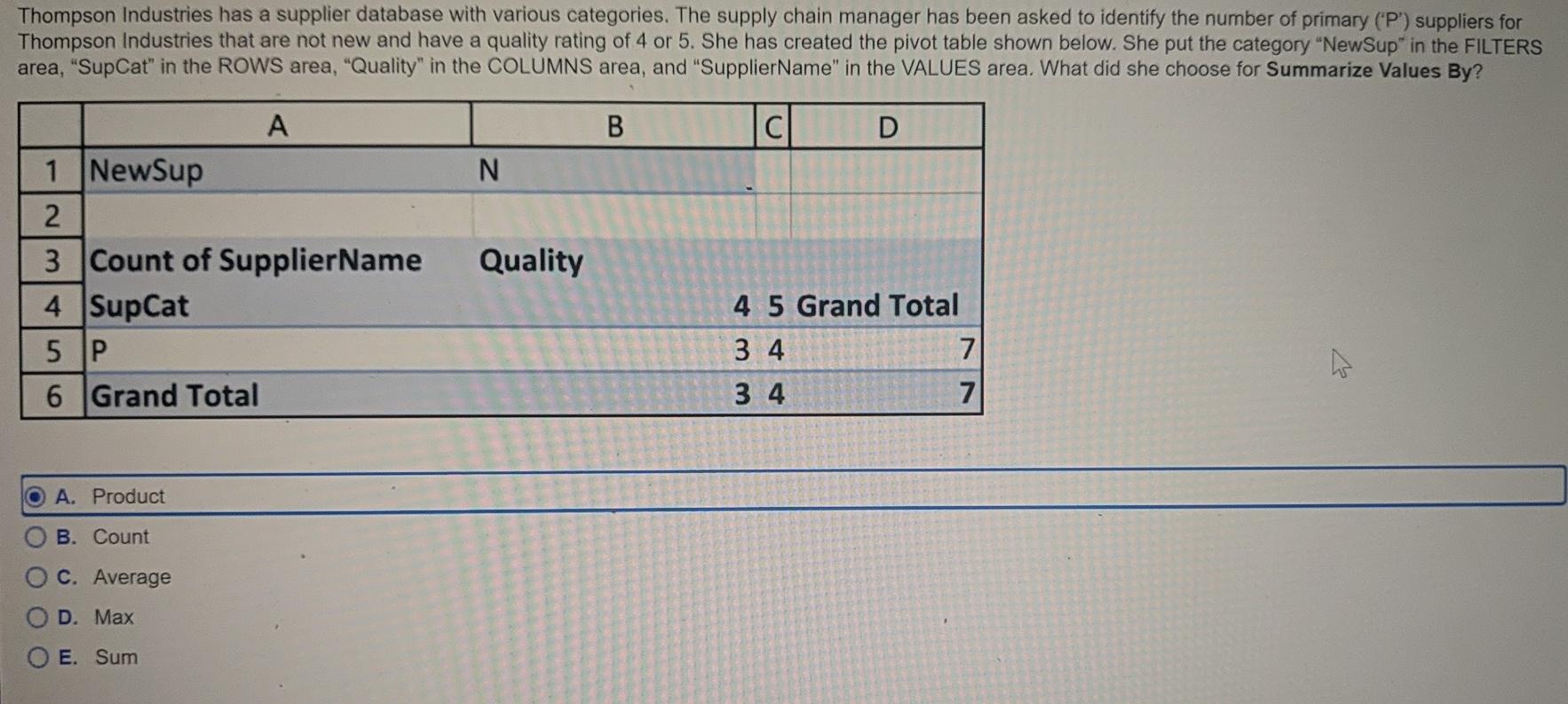 Thompson Industries has a supplier database with