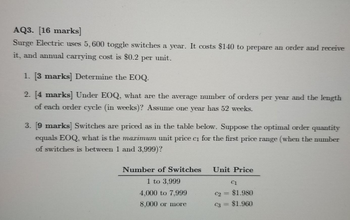 Answer part 3 please AQ3. [16 marks] Surge
