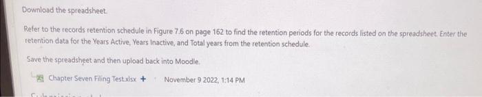 Download the spreadsheet. Refer to the records