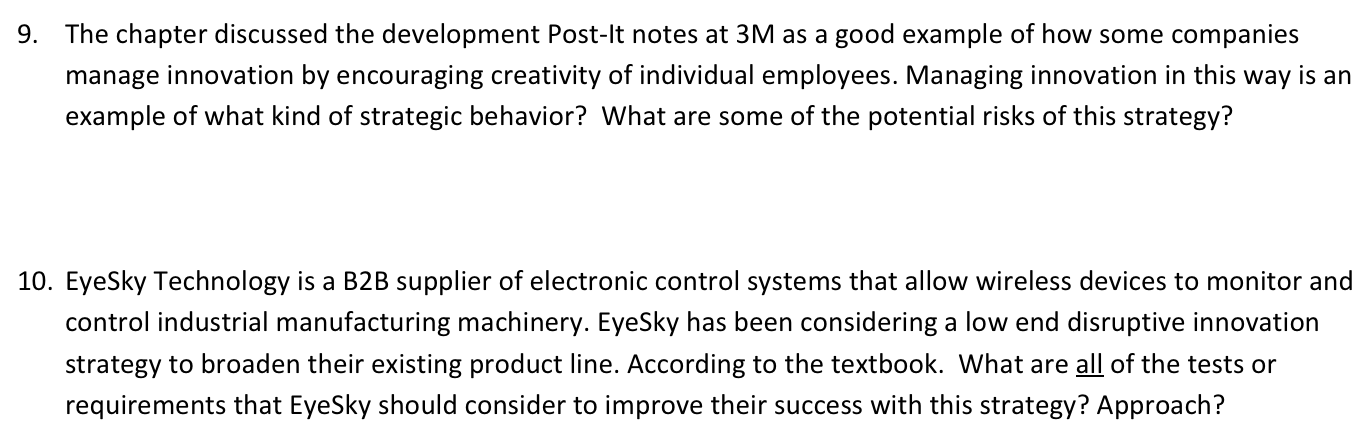 9. The chapter discussed the development Post-It
