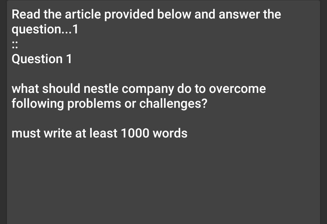 Read the article provided below and answer the