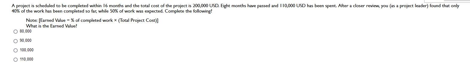 A project is scheduled to be completed within 16