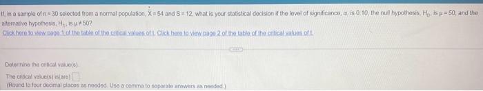 alternaive hypothesis, H1,15=50 ? Dolemine the