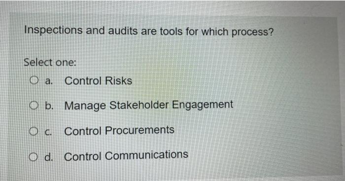 Inspections and audits are tools for which