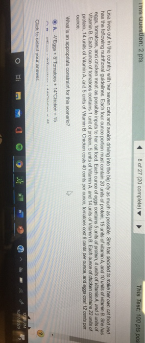 This Question: 2 pts 8 of 27 (20 complete) This