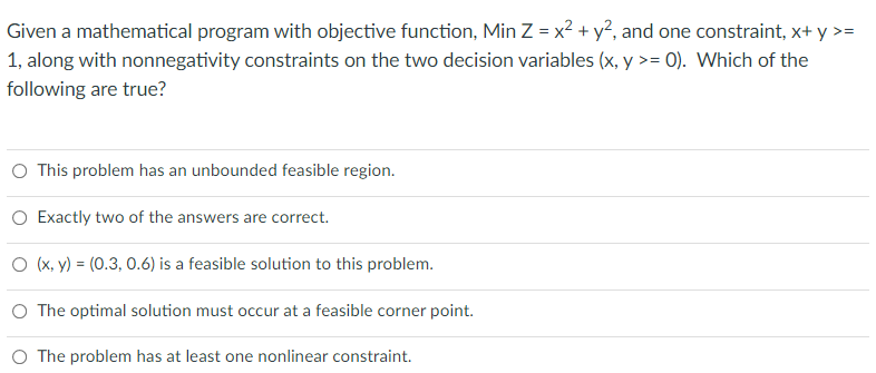 Given a mathematical program with objective