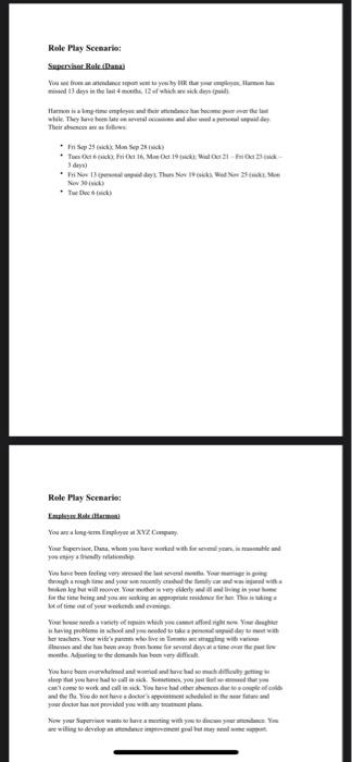 Role Play Scenario: Sur Kale. Das You were open