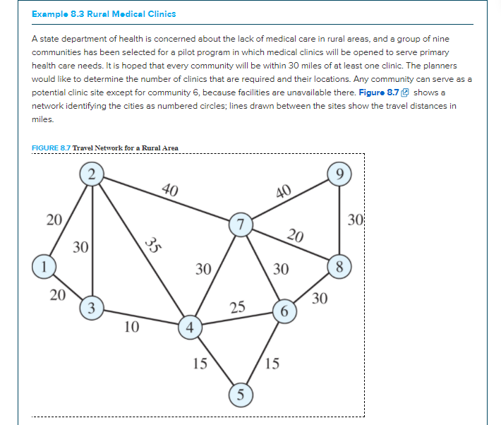 Example 8.3 Rural Medical Clinics A state
