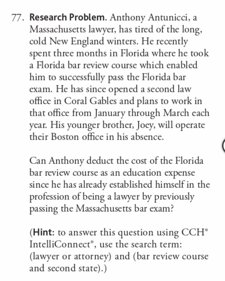 77. Research Problem. Anthony Antunicci, a