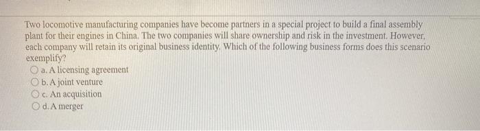 Two locomotive manufacturing companies have