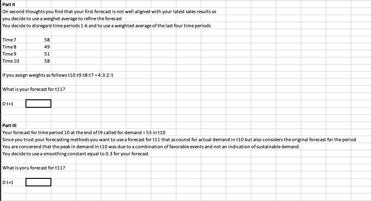 Part 1 You have the following data about sales in