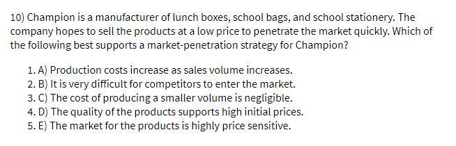 10) Champion is a manufacturer of lunch boxes,