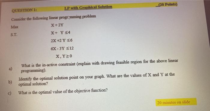 Mix QUESTION 1: LP with Graphical Solution 120
