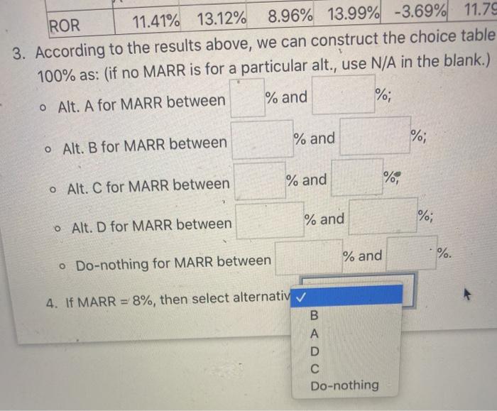 Consider four mutually exclusive alternatives,