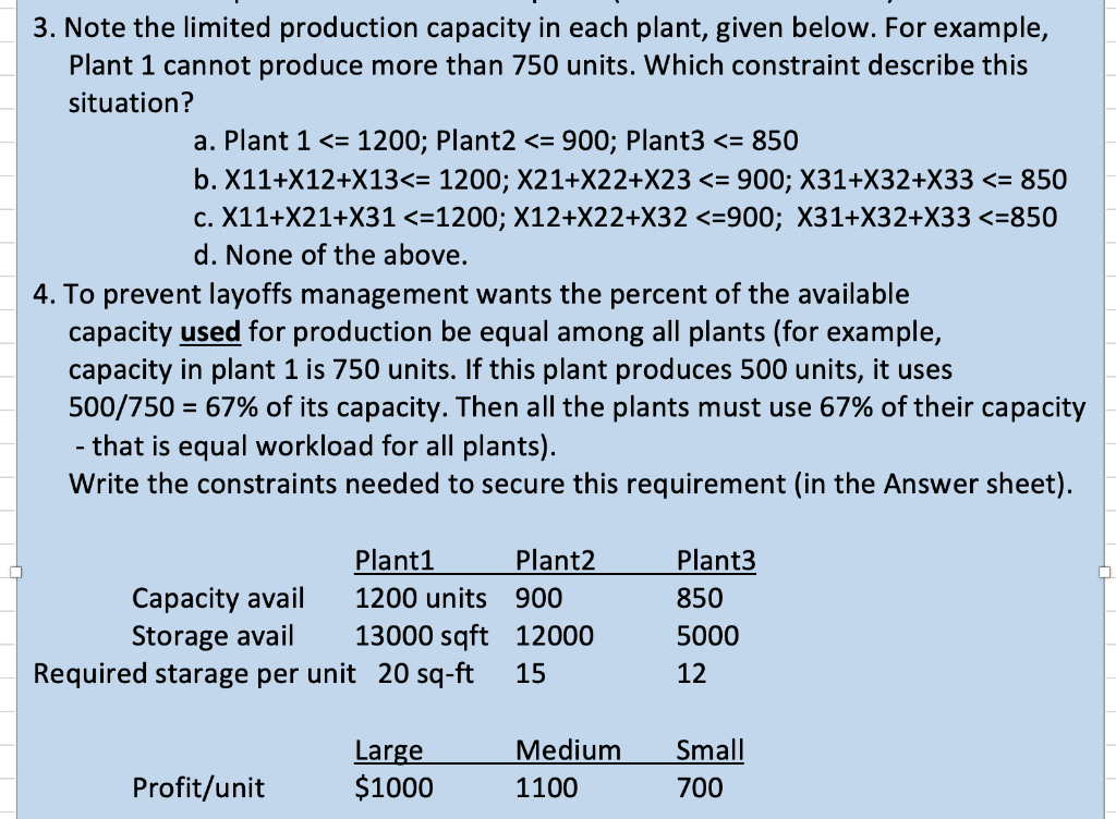 Please answer 3. Note the limited production
