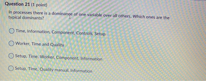 Question 1 (1 point) Once a process is operating,