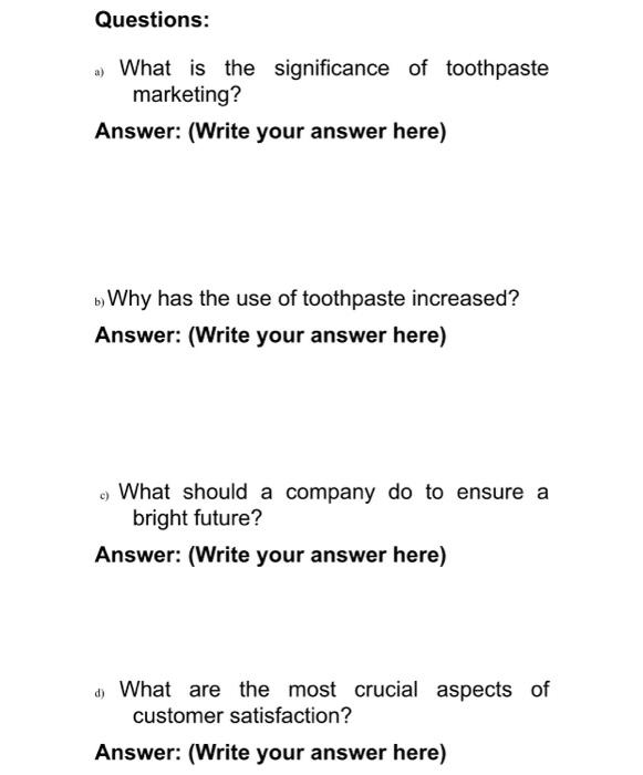 case study write the answer for each question