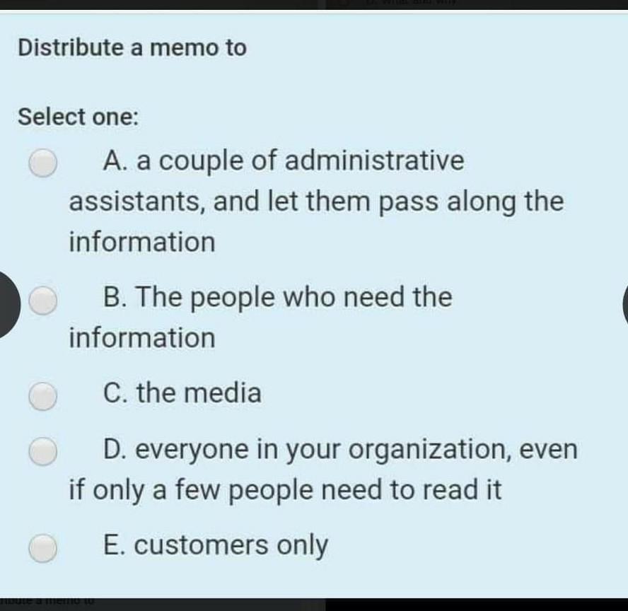 technical writing Distribute a memo to Select